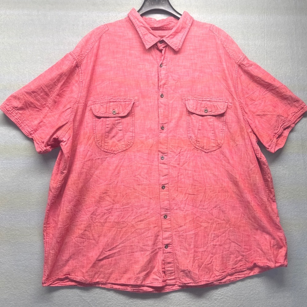 The Foundry Supply Co Mens 4XLT Coral Pink Short Sleeve Button‎ Down Shirt
